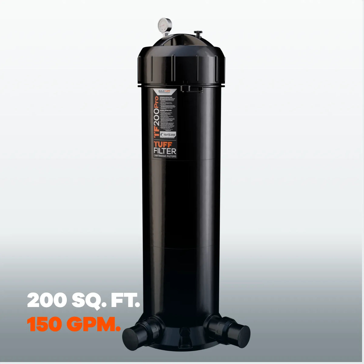 TuffFilter TF200PRO cartridge filter, rated at 200 square feet of filter area and 150 GPM