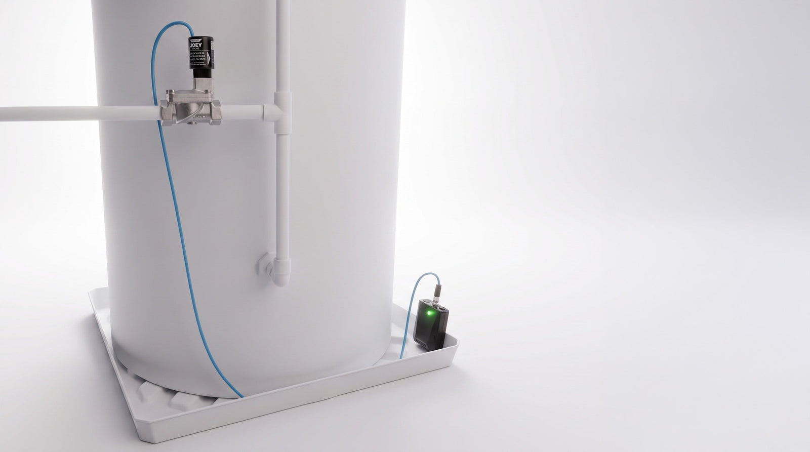 Joey Valve installed with the extended 6.5 ft cable, showing the flexible installation this allows