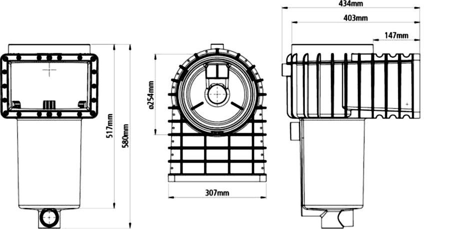 InnoSkim Standard throat dimensioned drawing